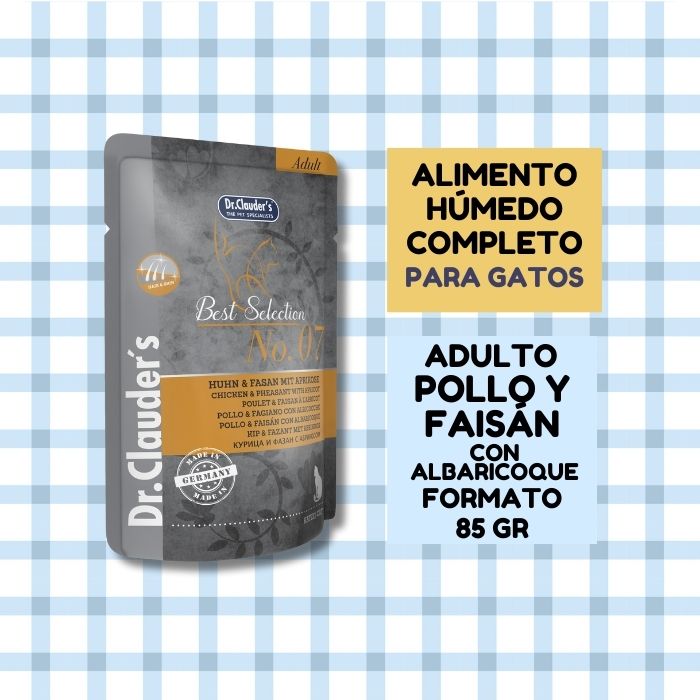 Alimento húmedo completo para gatos adultos Best Selection No. 07 Dr. Clauder's Pollo y faisán con albaricoque