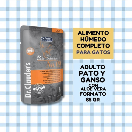 Alimento húmedo completo para gatos adultos Best Selection No. 09 Dr. Clauder's Pato, ganso y aloe vera