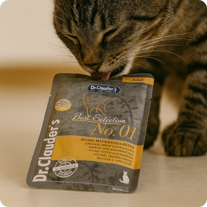 Gato adulto comiendo Best Selection No. 01 Dr. Clauder's