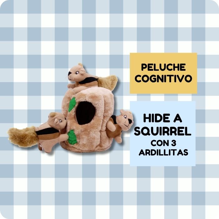 Peluche cognitivo para perros Hide a Squirrel incluye 3 ardillas