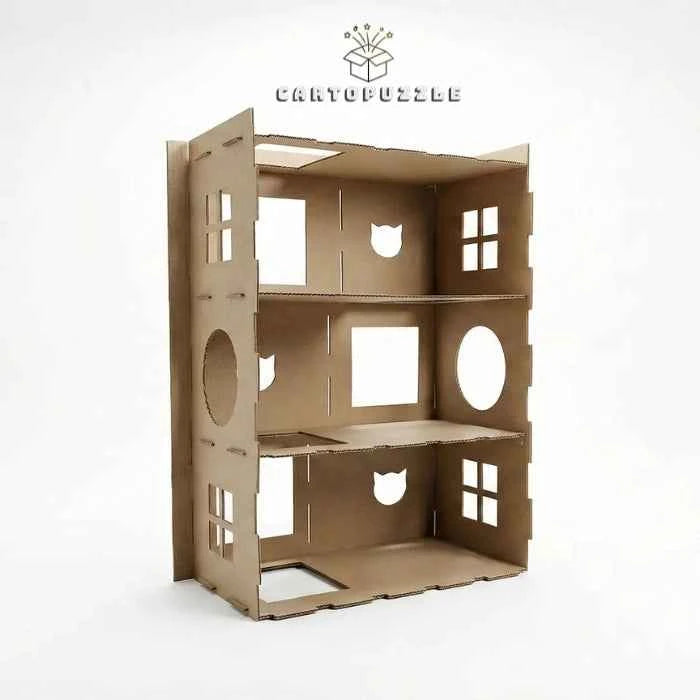 Hotel 4 Cartopuzzle XL | Casa de Cartón 3 Pisos para Gatos