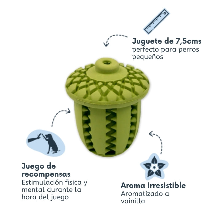 Juguete rellanable modelo Bellota: 7.5 cms, ideal para juegos con recompensas y un aroma irresistible