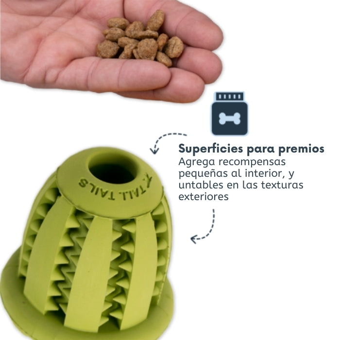 Juguete rellenable para perros con distintas superficies para rellenar. Con premios secos o untables