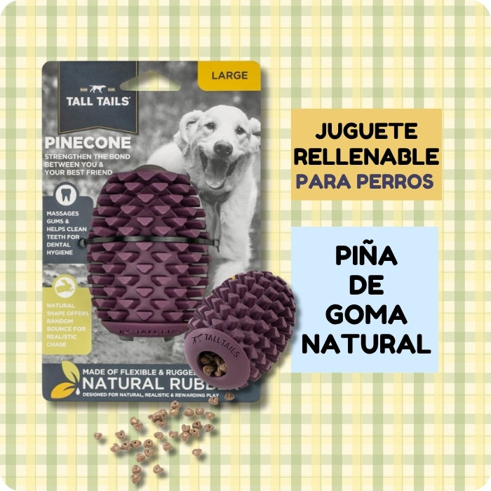 Juguete rellenable de goma natural para perros Piña Tall Tails