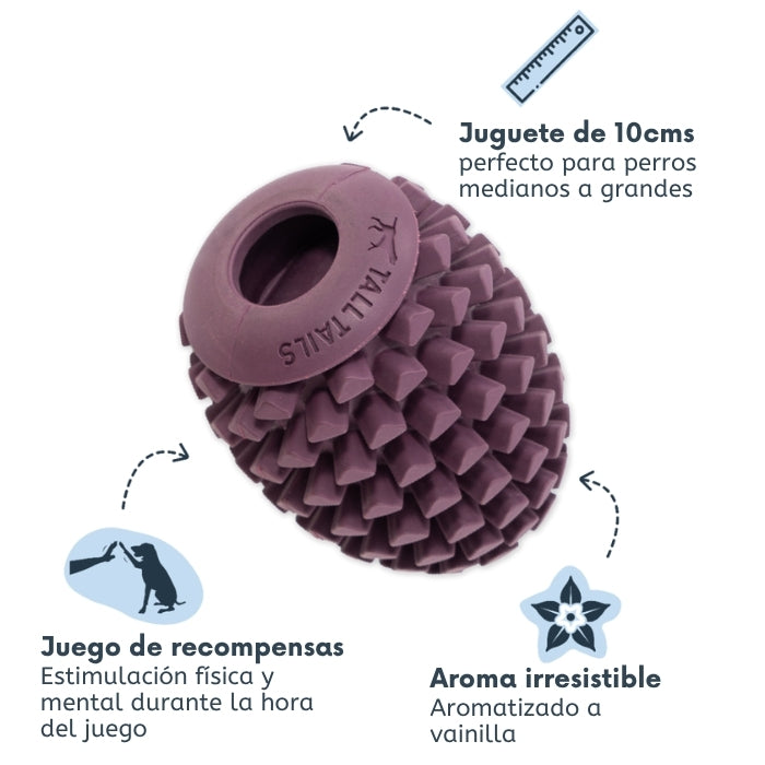 Juguete rellenable de 10 Cms, ideal para jugar con recompensas y con un irresistible aroma a vainilla. Piña de Tall Tails