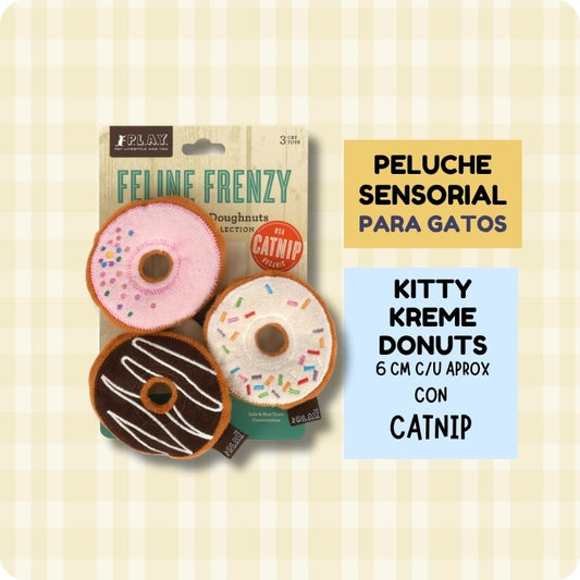 Peluches sensoriales para gatos con Catnip certificado de USA, incluye tres peluches de 6 cm aprox c/u