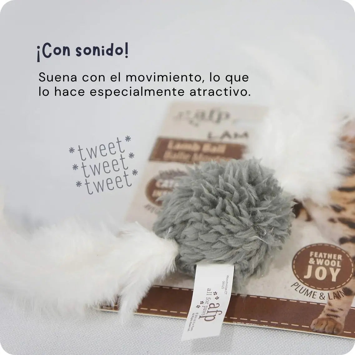 Juguete para Gatos Pelota con Plumas AFP LAM Lamb Ball (4 cm)