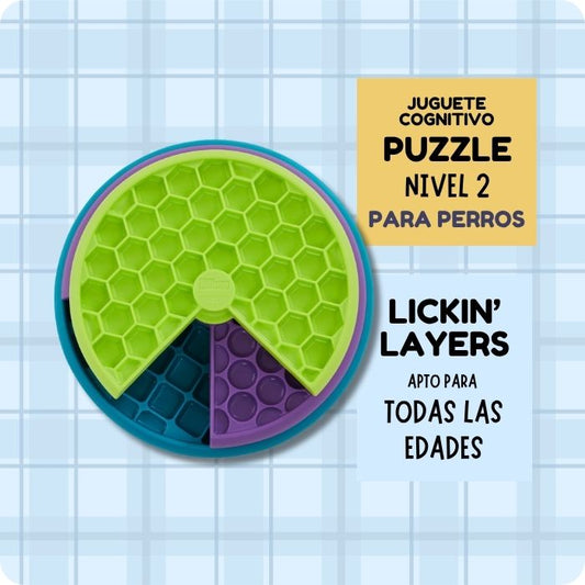 Juguete cognitivo tipo puzzle nivel 2 para perros Nina Ottoson Lickin' Layers apto para todas las edades