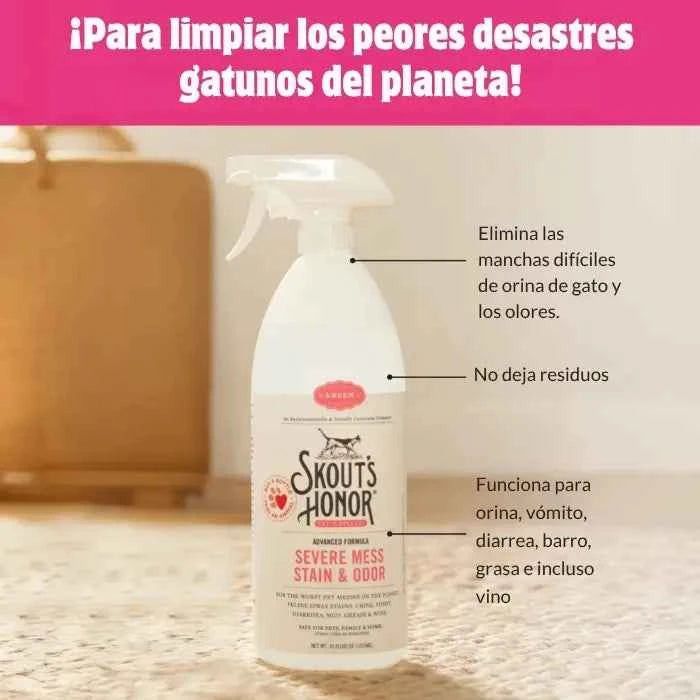 Severe Mess Stain and Odor Skout's Honor Gatos | Limpiador Extremo