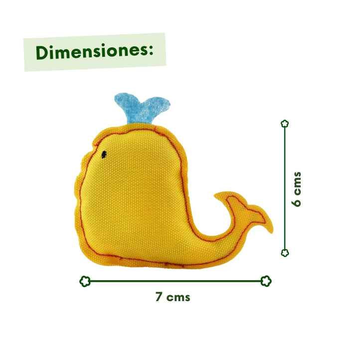 Ballena de peluche para gatos rellena con catnip | Beco