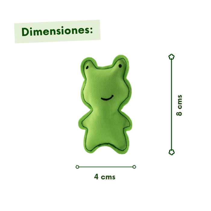 Medidas Sapo de peluche. Juguete para gatos marca Beco.