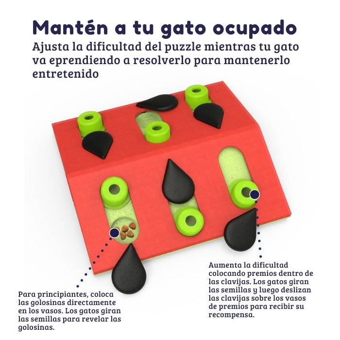 Melon Madness juguete cognitivo tipo puzzle para gatos de Nina Ottosson mantiene a tu gato ocupado.