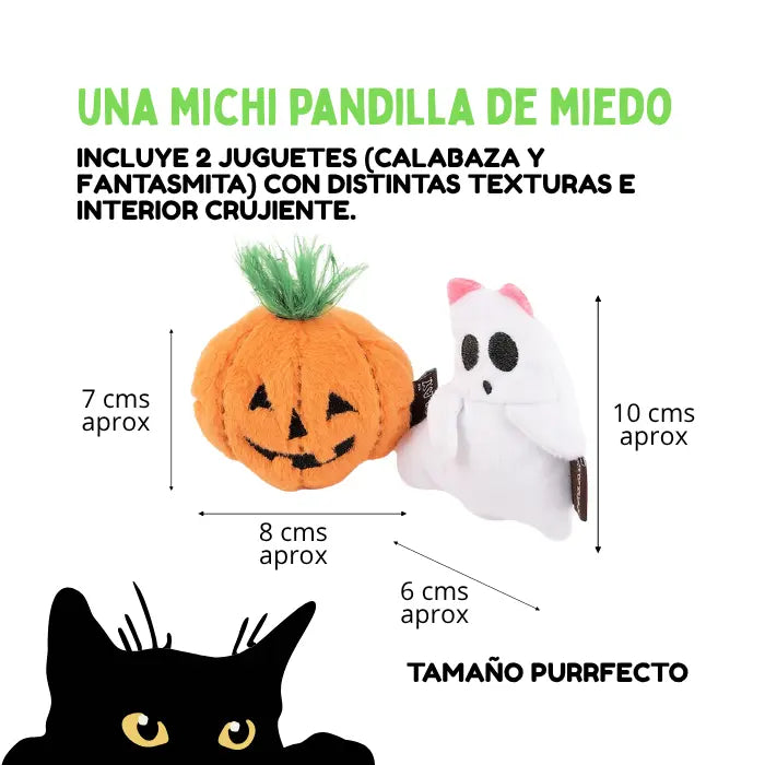 Peluches para Gatos con Catnip Organico PLAY Feline Frenzy Una Michi Pandilla de Miedo Set x2