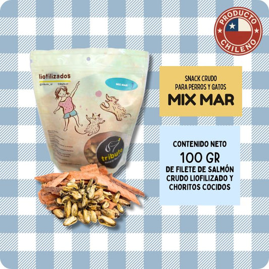 Snack crudo liofilizado Mix Mar salmón y choritos Tributo
