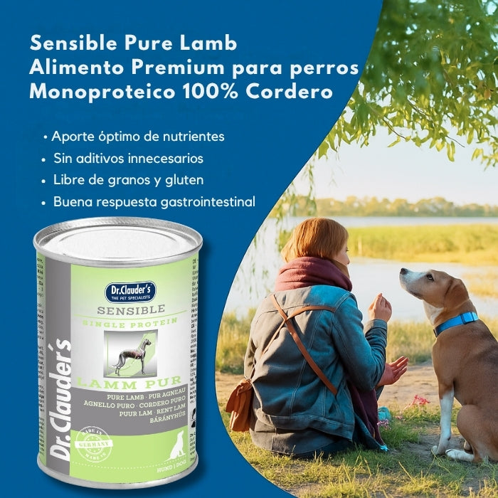 Caracteristicas Alimento humedo completo monoproteico 100% Cordero Pure Lamb Dr Caluder's