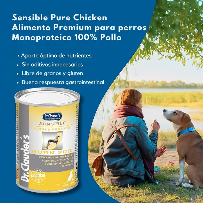 Alimento húmedo para perros Sensible Pure Chicken 100% pollo monoproteico Dr. Clauder's
