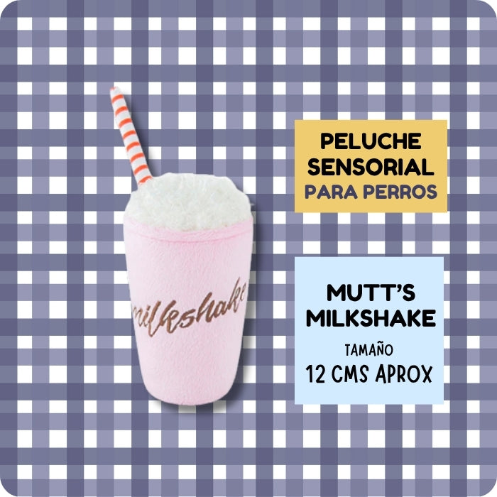 Peluche sensorial para perros Milkshake con sonajero