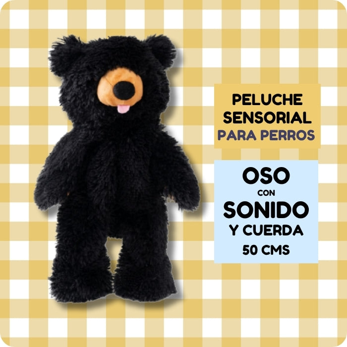 Peluche sensorial para perros oso negro sin relleno de 50 cms con cuerda interior Tall Tails ideal para perros de talla mediana a grande