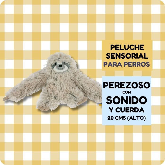 Peluche sensorial para perros perezoso con estructura de cuerda interior y sonido marca Tall Tails