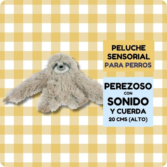 Peluche sensorial para perros perezoso con estructura de cuerda interior y sonido marca Tall Tails