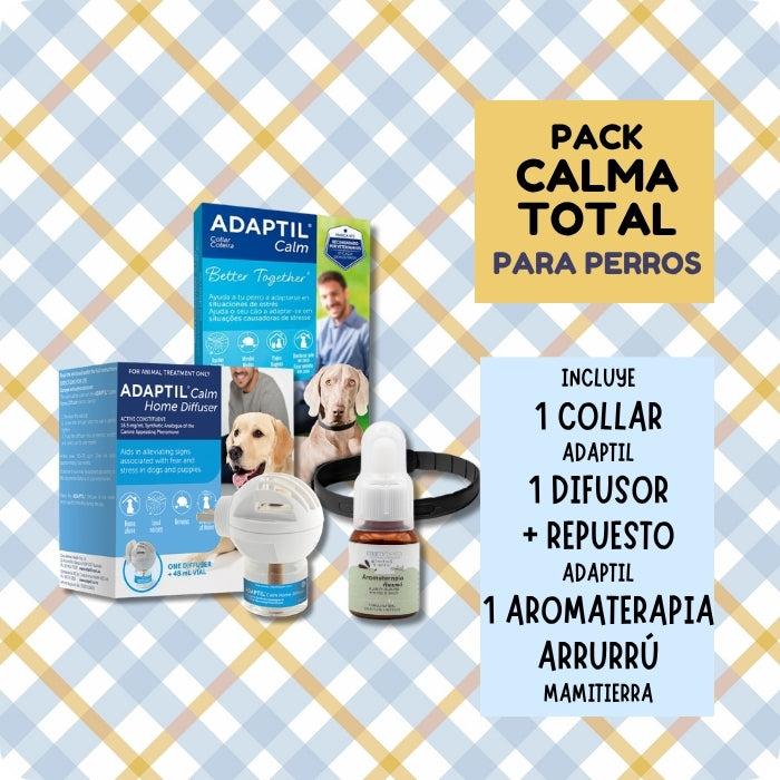 Pack Calma Total para perros con Difusor Adaptil, Collar Adaptil y Aromaterapia Arrurrú Mamitierra para reducir ansiedad canina