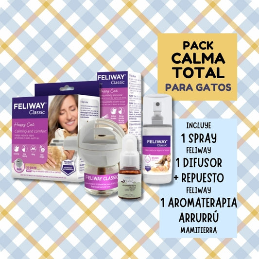 Pack Calma Total para Gatos con Feliway difusor, spray y aromaterapia