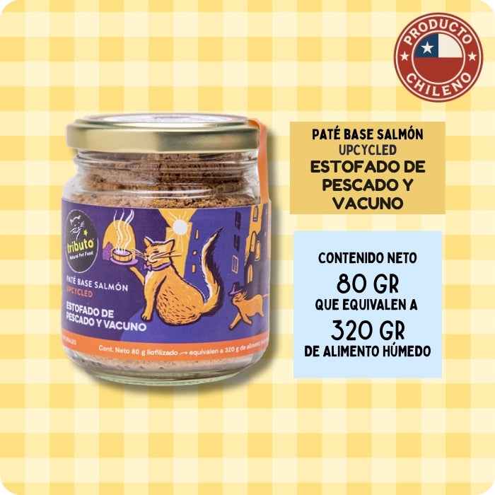 Paté deshidratado para gatos Tributo Estofado de pescado y vacuno