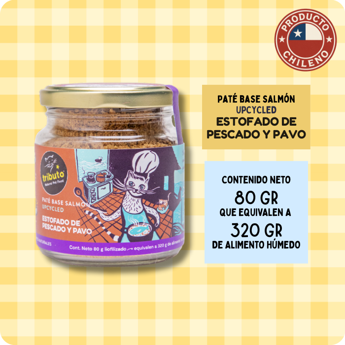 Paté liofilizado para gatos Tributo receta Estofado de pescado y pavo