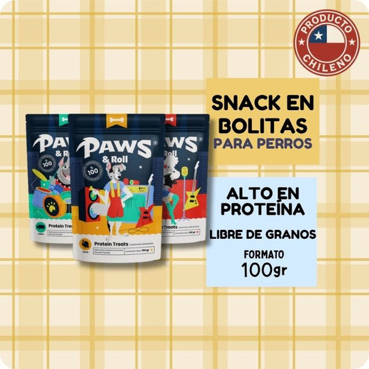 Snack funcional en bolitas para entrenamiento y rellenar juguetes Paws and Roll Protein treats