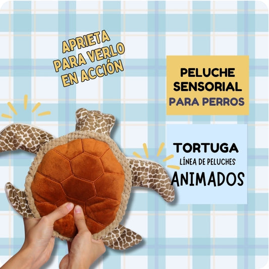 Peluche sensorial animado para perros Tall Tails Tortuga