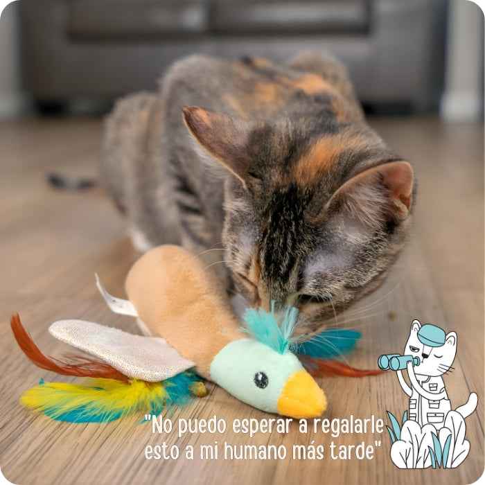 Pato con plumas | Peluche sensorial para gatos | Catstages