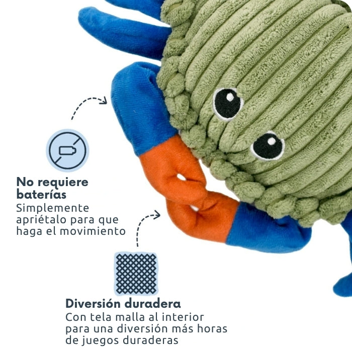 Peluche sensorial animado Cangrejo de Tall Tails: no requiere baterías, y tiene tela mall interior para hacerlo más resistente