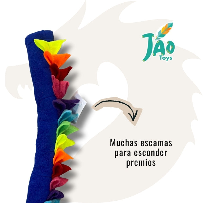 Peluche olfativo para perros Drako de Jao Toys Drako con muchas escamas para esconder premios