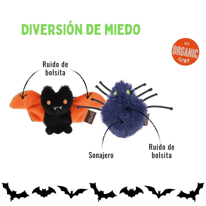 Juguetes para Gatos con Catnip Organico PLAY Feline Frenzy Los Michibichos Set x2