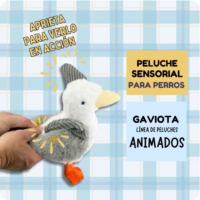 Peluche sensorial animado Tall Tails modelo Gaviota en Karu Auka