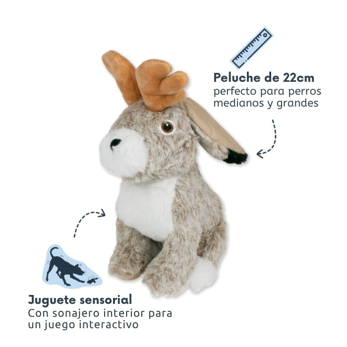 Peluche sensorial con diferentes texturas y sonidos de 22 cms