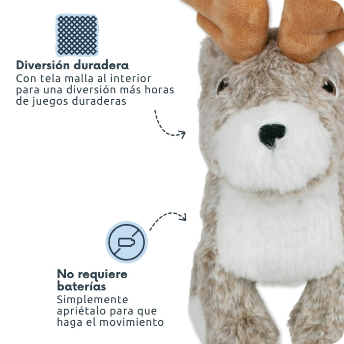 Peluche sensorial Tall Tails Jackalope con malla interior para mayor resistencia y no requiere baterías para su funcionamiento