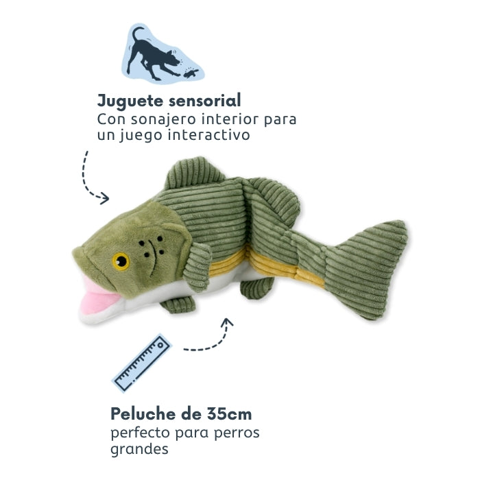 Peluche sensorial animado para perros Lubina de 35 cms con sonajero interior de Tall Tails