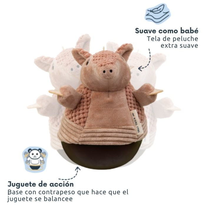 Peluche sensorial para perros medianos a grandes Tall Tails Panda Roly Poly con base de contrapeso y tela extra suave