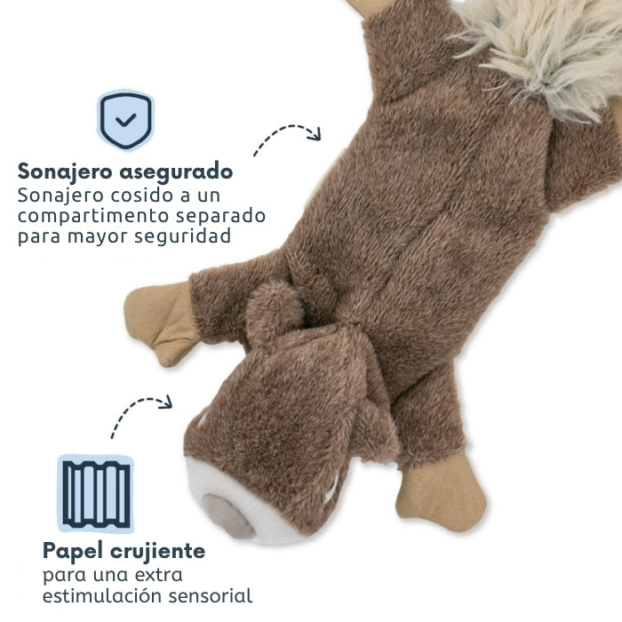 Peluche sensorial para perros Ardilla Tall tails: Con sonajero asegurado y papel crujiente que proporciona más texturas