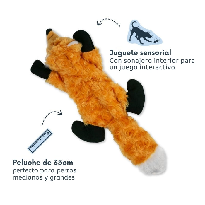 Peluche sensorial tall tails zorro: con sonajero interior, mide 35 cms