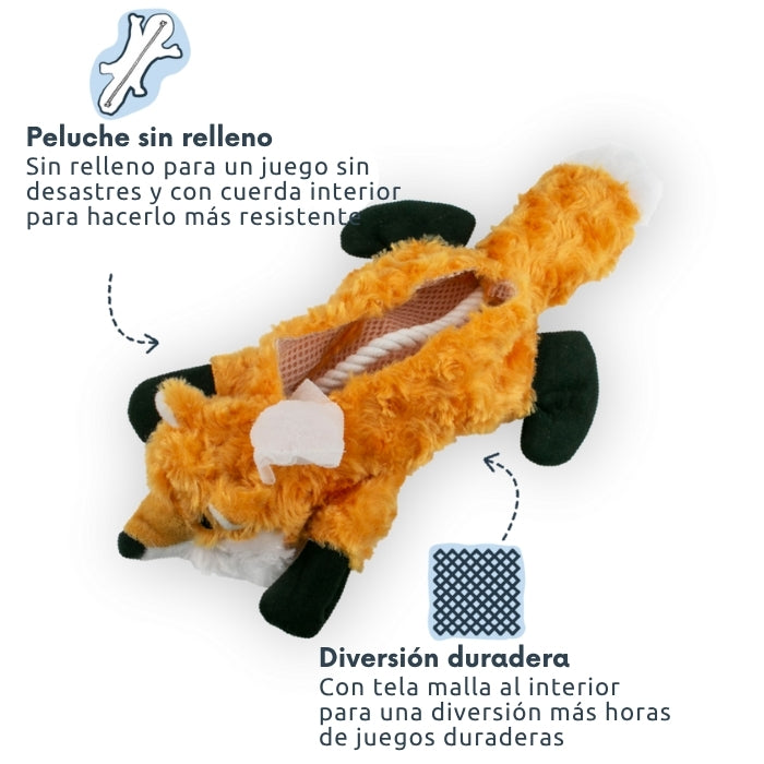 Peluche sin relleno para un juego sin desastres y con tela malla interior para más horas de juego