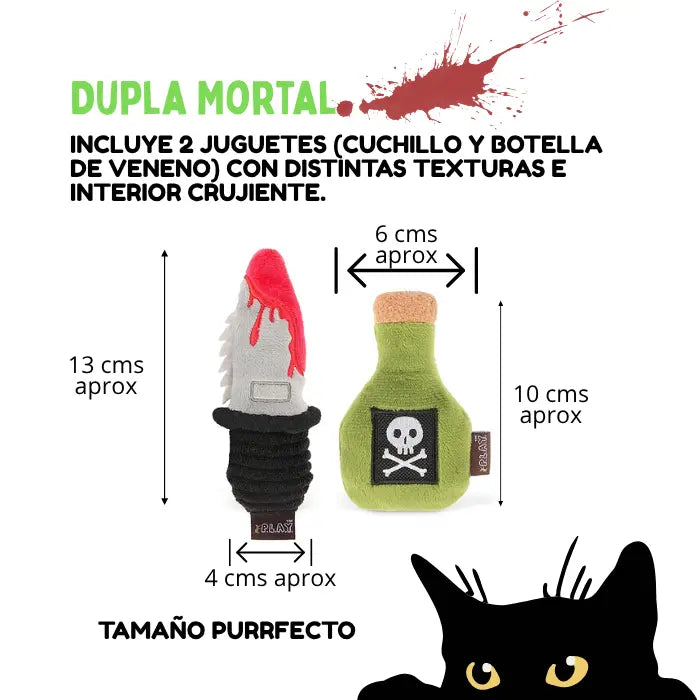 Juguete para Gatos Peluche con Catnip PLAY Feline Frenzy Dupla Mortal Set x2