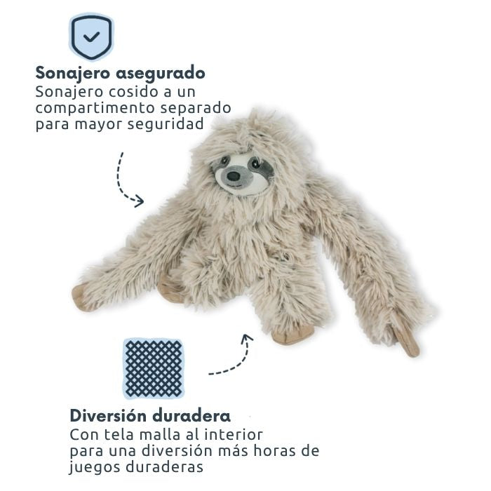 Peluche sensorial para perros Perezoso Tall Tails con sonajero cosido aparte en su interior, y tela malla en el interior para una diversión más duradera