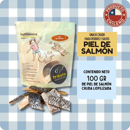Snack crudo liofilizado para perros y gatos Piel de Salmon Tributo