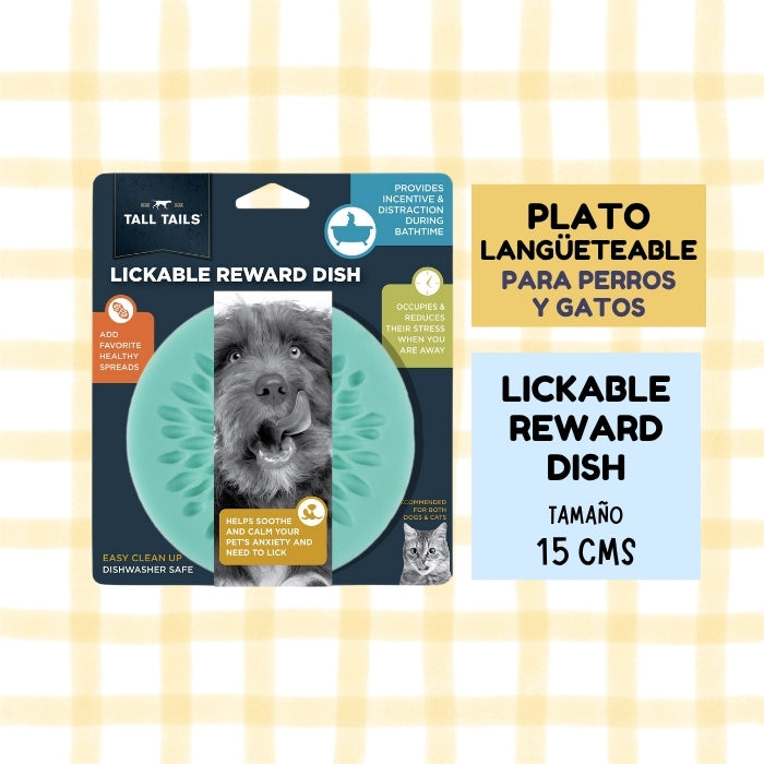 Plato langueteable para perros y gatos Lickable Reward Dish de Tall Tails de 15 cms