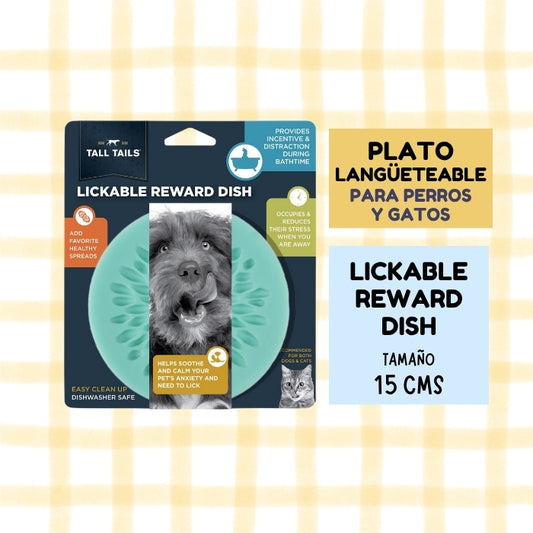 Plato langueteable para perros y gatos Lickable Reward Dish de Tall Tails de 15 cms