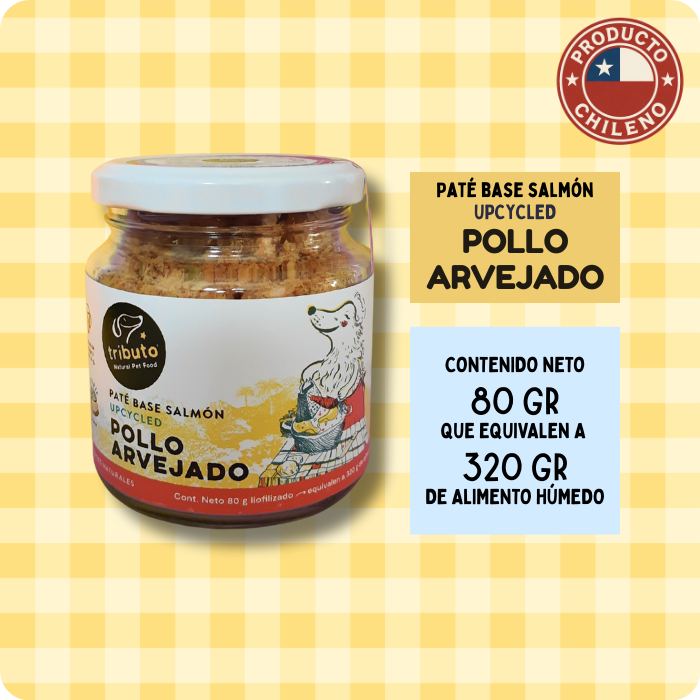 Pate deshidratado base salmón receta pollo arvejado Tributo