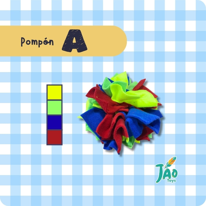 Pelota olfativa para perros Pompón de Jao Toys. Variedad A