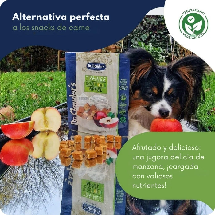Alternativa perfecta al snack de carne, snack natural vegetariano para perros y gatos variedad manzana